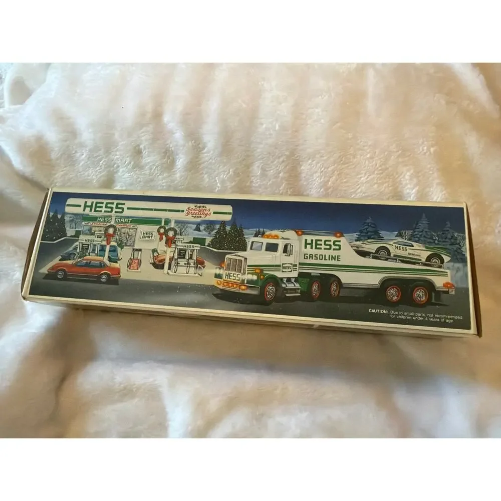 Vintage 1991 HESS Toy Truck & Friction Racer Car w/ Original Box Set
